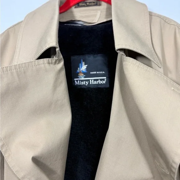 Men's Misty Harbor Size 44 Tan Double-Breasted Trench Coat - Picture 5 of 16